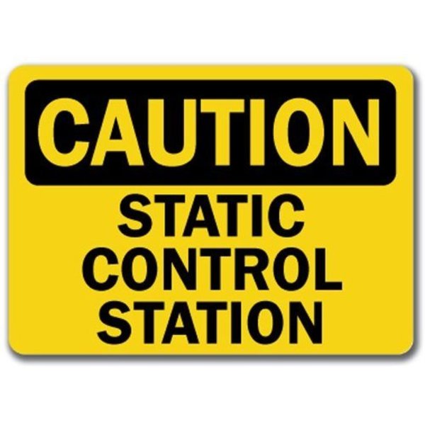 Signmission Caution Sign-Static Control Station-10in x 14in OSHA Safety Sign, 10" L, 14" H, CS-Static Control CS-Static Control